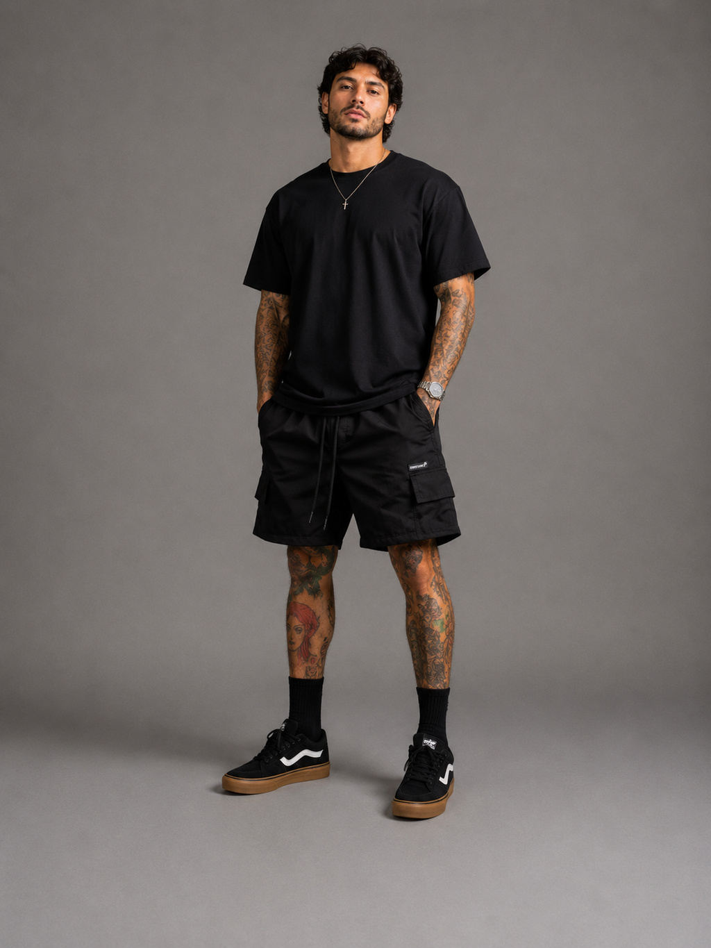 Short Cargo Tactel Preto