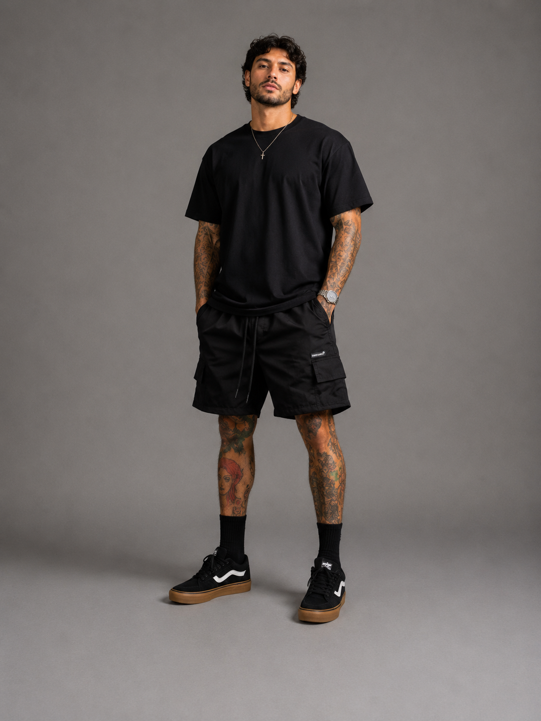 Short Cargo Tactel Preto