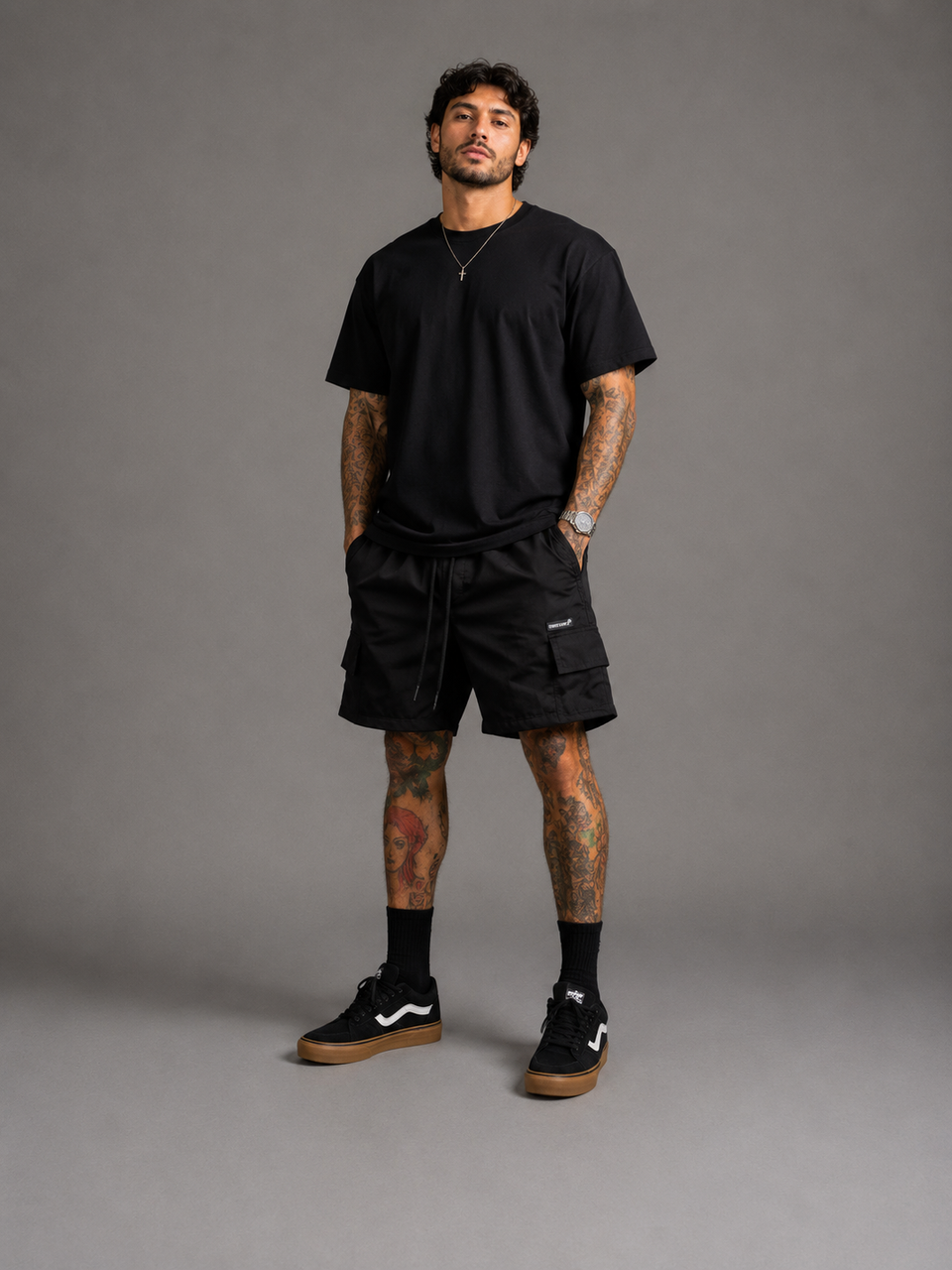 Short Cargo Tactel Preto