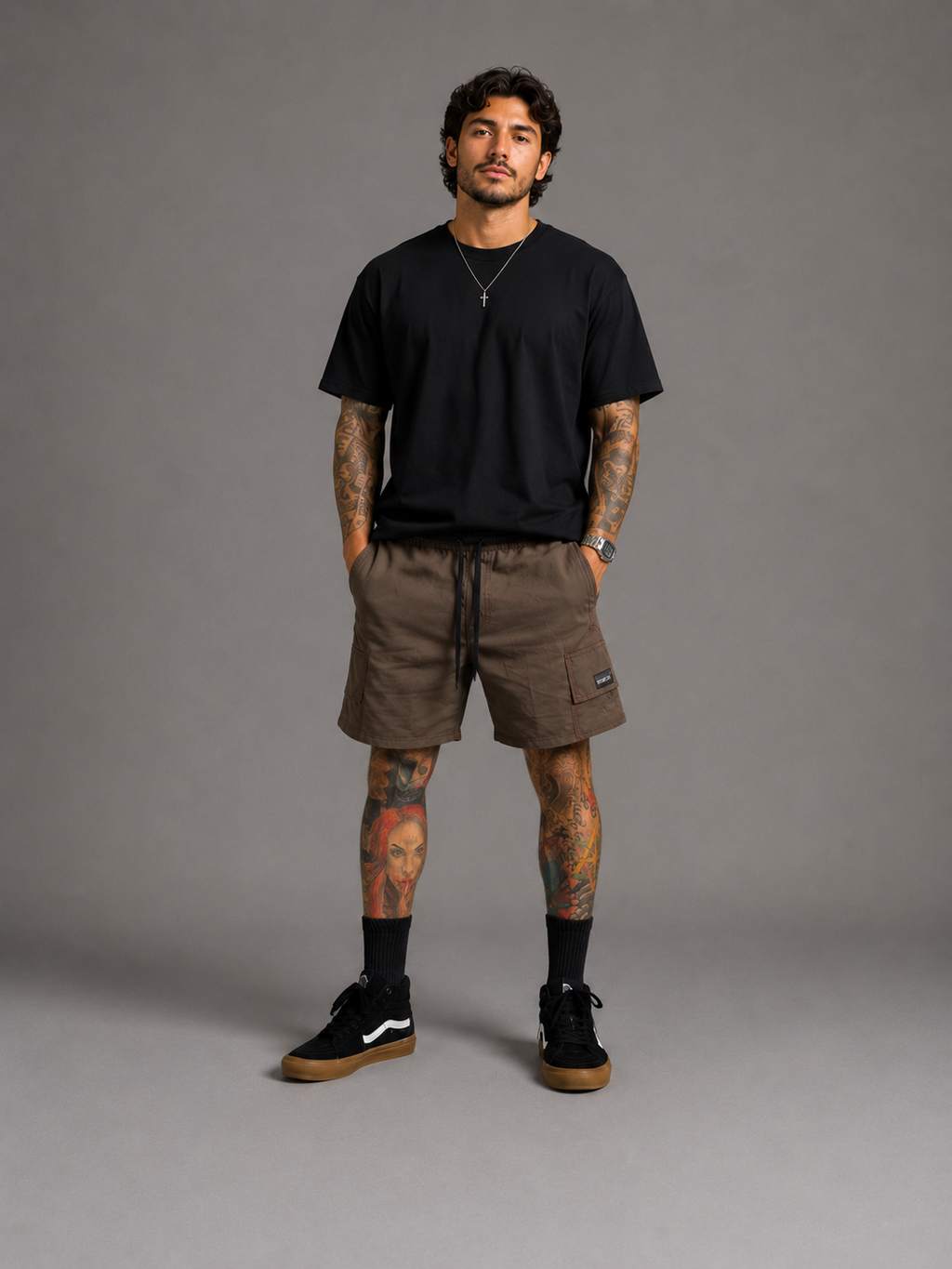Short  Cargo Sarja Castanho